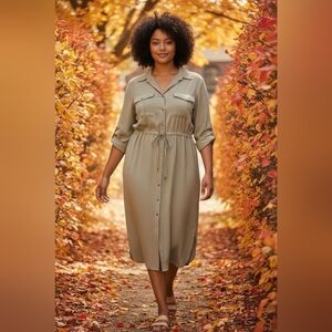 Lane Bryant Khaki Shirt Dress Size 26-28
